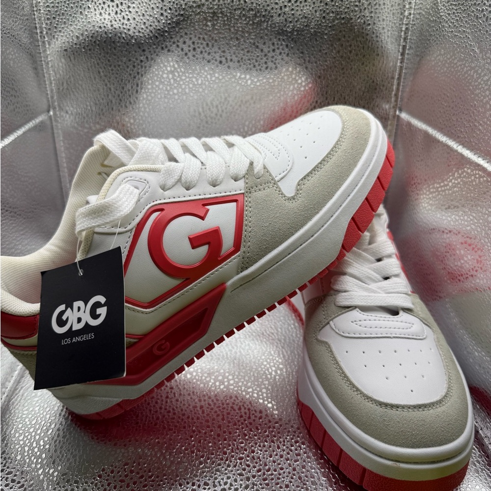 GBG Los Angeles White and Red Logo Sneakers